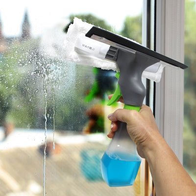 3 in 1 Window Cleaner Spray, Scrub, & Squeegee