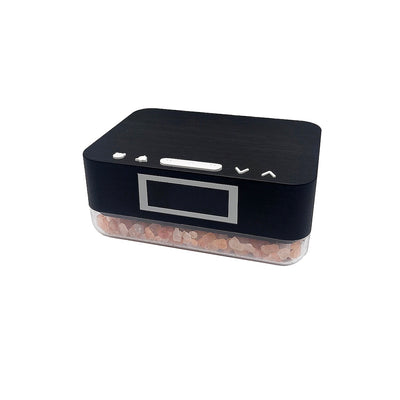 Alarm Clock Wireless Charger with Himalayan Salt Base + 3 Level LED Lamp - Black