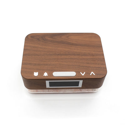 Alarm Clock Wireless Charger with Himalayan Salt Base + 3 Level LED Lamp - Brown