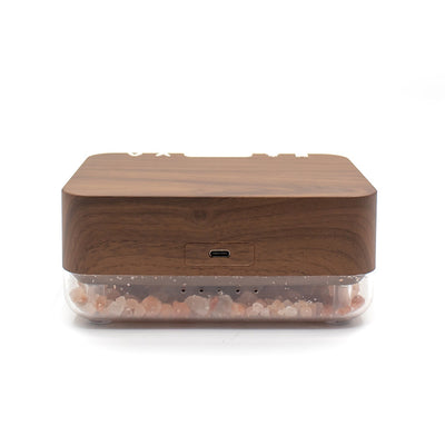 Alarm Clock Wireless Charger with Himalayan Salt Base + 3 Level LED Lamp - Brown
