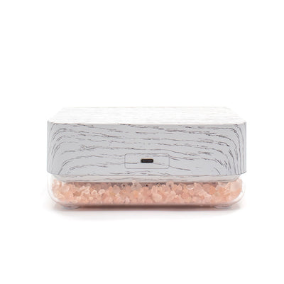 Alarm Clock Wireless Charger with Himalayan Salt Base + 3 Level LED Lamp - Grey