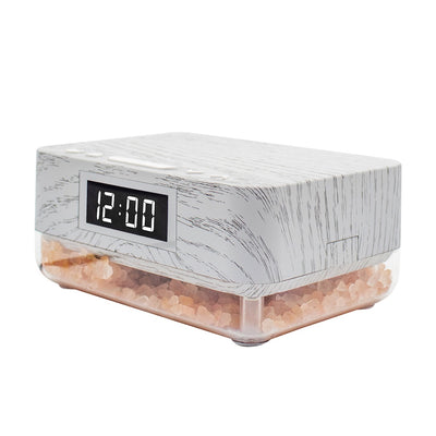 Alarm Clock Wireless Charger with Himalayan Salt Base + 3 Level LED Lamp - Grey