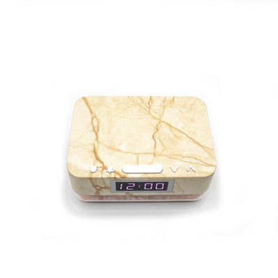 Alarm Clock Wireless Charger with Himalayan Salt Base + 3 Level LED Lamp - Marble Beige