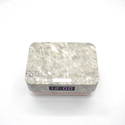 Alarm Clock Wireless Charger with Himalayan Salt Base + 3 Level LED Lamp - Marble Grey