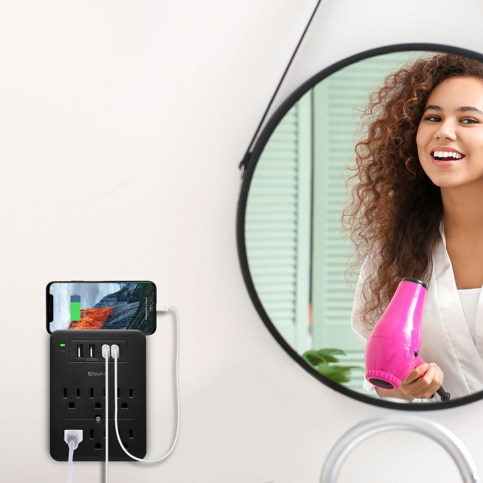 Surge Multi Charging Station with 6 Outlets & 4 USB Ports - Black