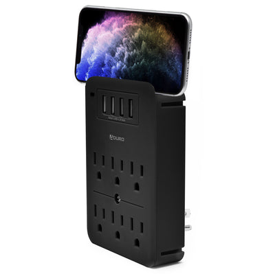 Surge Multi Charging Station with 6 Outlets & 4 USB Ports - Black