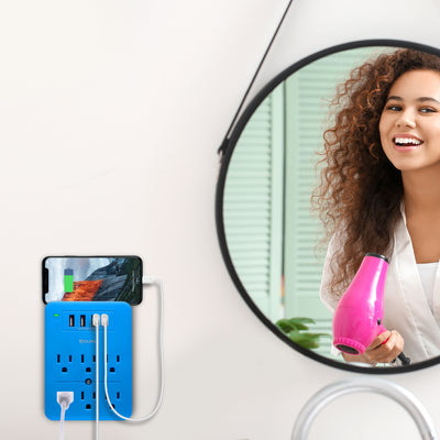 Surge Multi Charging Station with 6 Outlets & 4 USB Ports - Blue