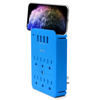 Surge Multi Charging Station with 6 Outlets & 4 USB Ports - Blue