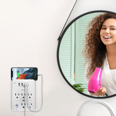 Surge Multi Charging Station with 6 Outlets & 4 USB Ports - White