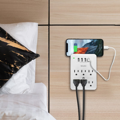 Surge Multi Charging Station with 6 Outlets & 4 USB Ports - White