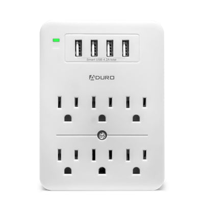 Surge Multi Charging Station with 6 Outlets & 4 USB Ports - White