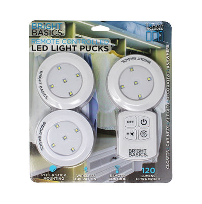 3 Pack Ultra Thin Wireless LED Puck Lights w/ Remote Control