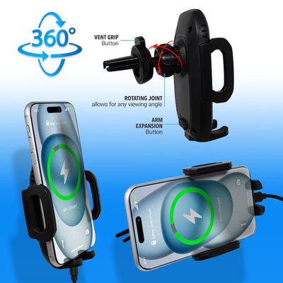 15W Fast Wireless Charging Vent Mount