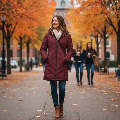 WOMEN'S: Hybrid Versatile 2 N 1 Coat Vest With Powerbank - BURGUNDY
