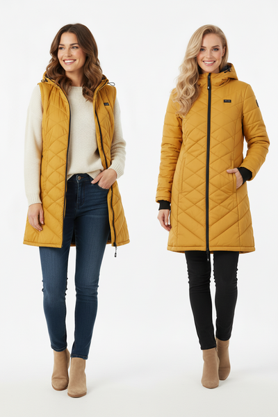 Hybrid Versatile 2 N 1 Coat Vest With Powerbank - Women's GOLDEN