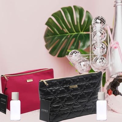 Jones NY Top Zip Bag 2 Bag Set - BLACK & PINK