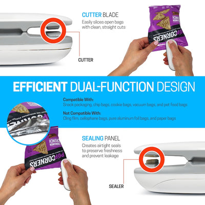 2 Pack Universal 2-in-1 Mini Bag Sealer & Cutter