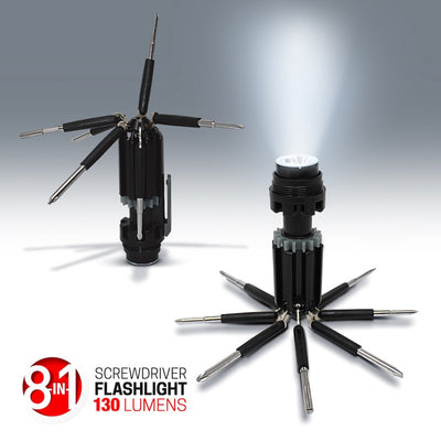 2 Pack WorkSpace 8-in-1 Multi-Tool Screwdriver Flashlight
