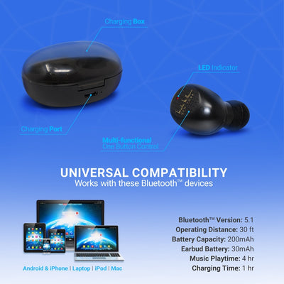 TechStyle True Wireless Earbuds - Black