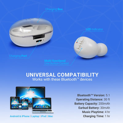 TechStyle True Wireless Earbuds - White