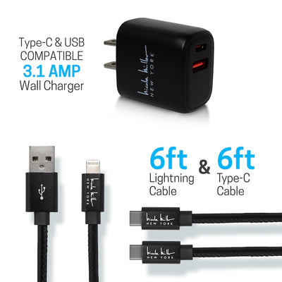 Nicole Miller Universal Rapid Charging Bundle - Black