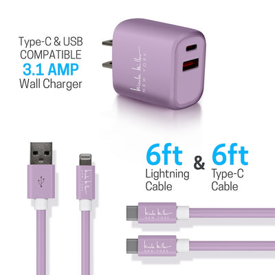 Nicole Miller Universal Rapid Charging Bundle - Lavender