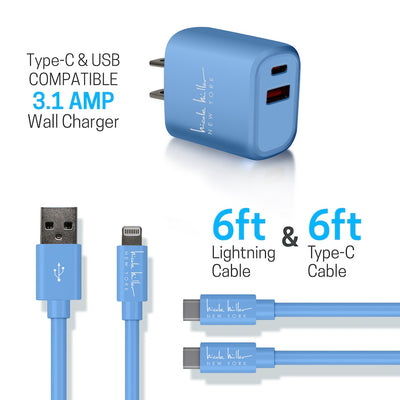 Nicole Miller Universal Rapid Charging Bundle - Blue