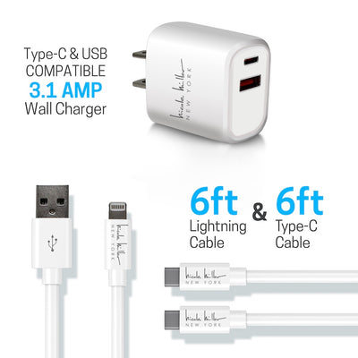 Nicole Miller Universal Rapid Charging Bundle - White