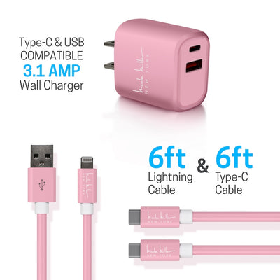 Nicole Miller Universal Rapid Charging Bundle - Soft Pink