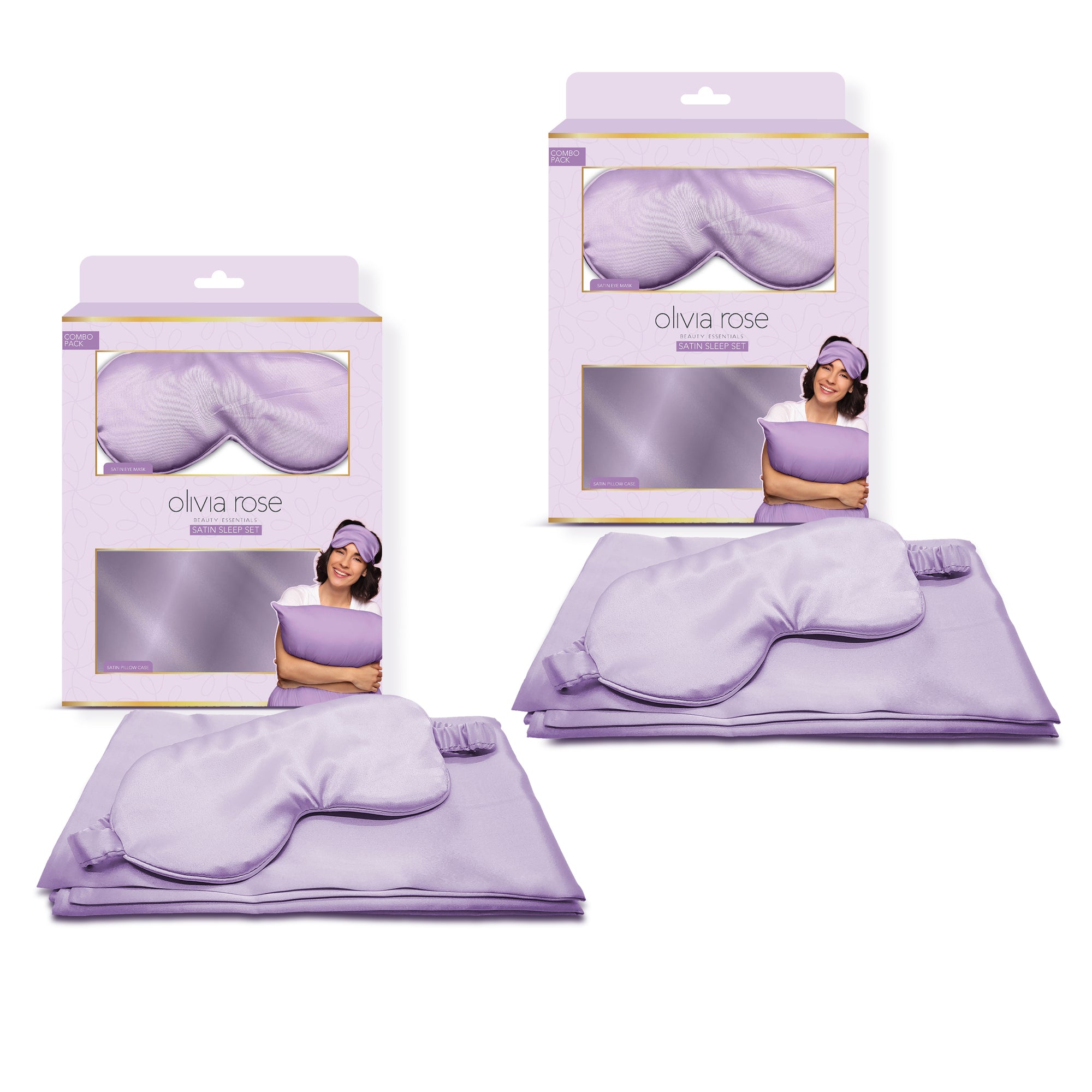 BUY ONE GET ONE FREE: Olivia Rose Satin Sleep Set Pillowcase & Eye Mask - PURPLE