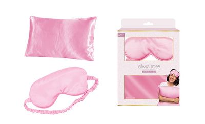 Olivia Rose Satin Sleep Set & 2 Pack Towel Turban - PINK
