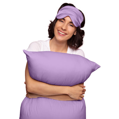 Olivia Rose Satin Sleep Set & 2 Pack Towel Turban - PURPLE