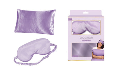 Olivia Rose Satin Sleep Set & 2 Pack Towel Turban - PURPLE