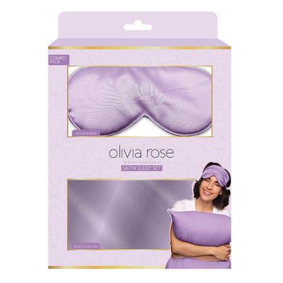 Olivia Rose Satin Sleep Set & 2 Pack Towel Turban - PURPLE