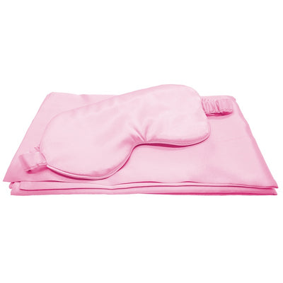 2 Pack Satin Sleep Set Pillowcase & Eye Mask - PINK