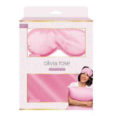 2 Pack Satin Sleep Set Pillowcase & Eye Mask - PINK