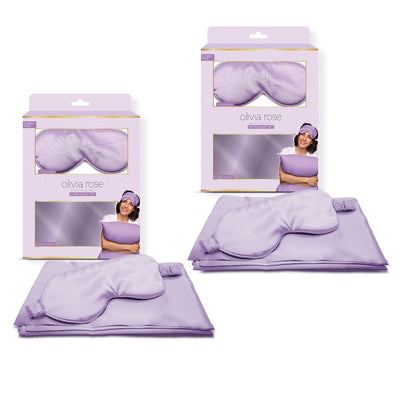 2 Pack Satin Sleep Set Pillowcase & Eye Mask - PURPLE
