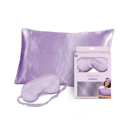 2 Pack Satin Sleep Set Pillowcase & Eye Mask - PURPLE