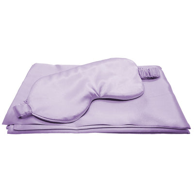 2 Pack Satin Sleep Set Pillowcase & Eye Mask - PURPLE