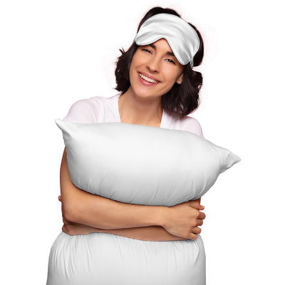 2 Pack Satin Sleep Set Pillowcase & Eye Mask - WHITE
