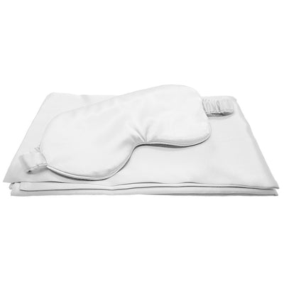 2 Pack Satin Sleep Set Pillowcase & Eye Mask - WHITE