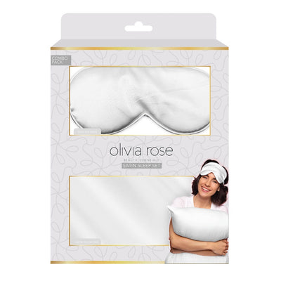 2 Pack Satin Sleep Set Pillowcase & Eye Mask - WHITE