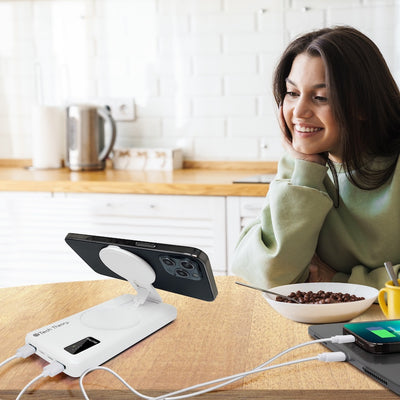 PowerMag View Wireless Charging Backup Battery - White