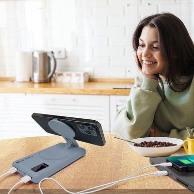 PowerMag View Wireless Charging Backup Battery - Steel