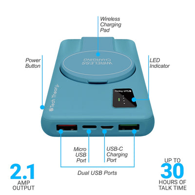 PowerMag View Wireless Charging Backup Battery - Ocean Blue