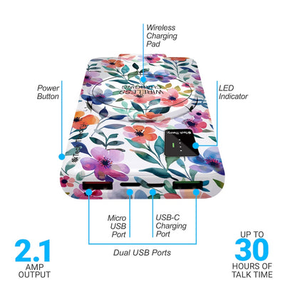PowerMag View Wireless Charging Backup Battery - Floral