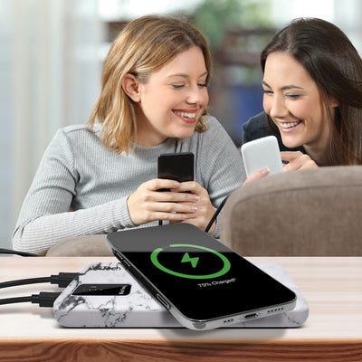 PowerMag View Wireless Charging Backup Battery - White Marble