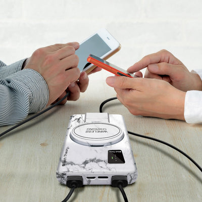 PowerMag View Wireless Charging Backup Battery - White Marble