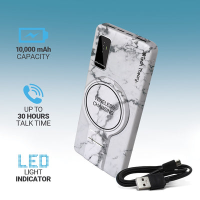 PowerMag View Wireless Charging Backup Battery - White Marble