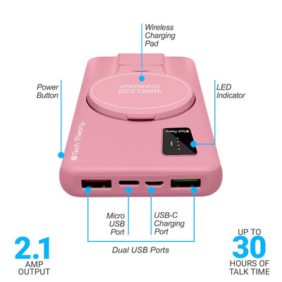 View Wireless Charging 10,000mAh Backup Battery - ROSE